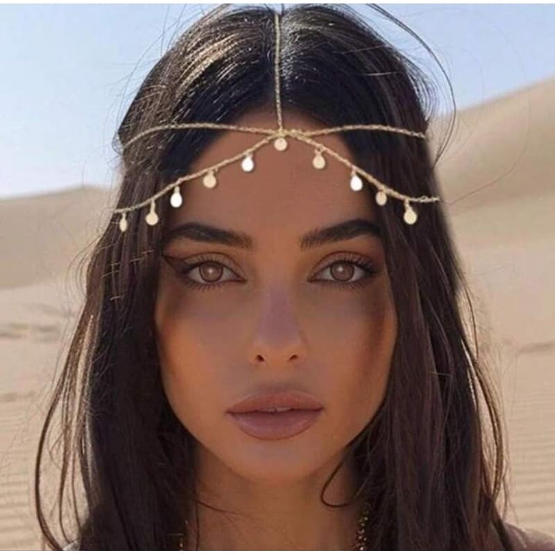 Tiara de corrente de cabeça indiana head band nova tendência resistente ao suor ornamento fashion dourada/prata