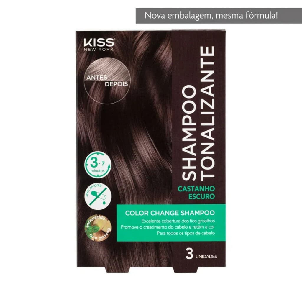 🧴 Kiss New York Shampoo Tonalizante Color Change Castanho Escuro Ccs02B ✨