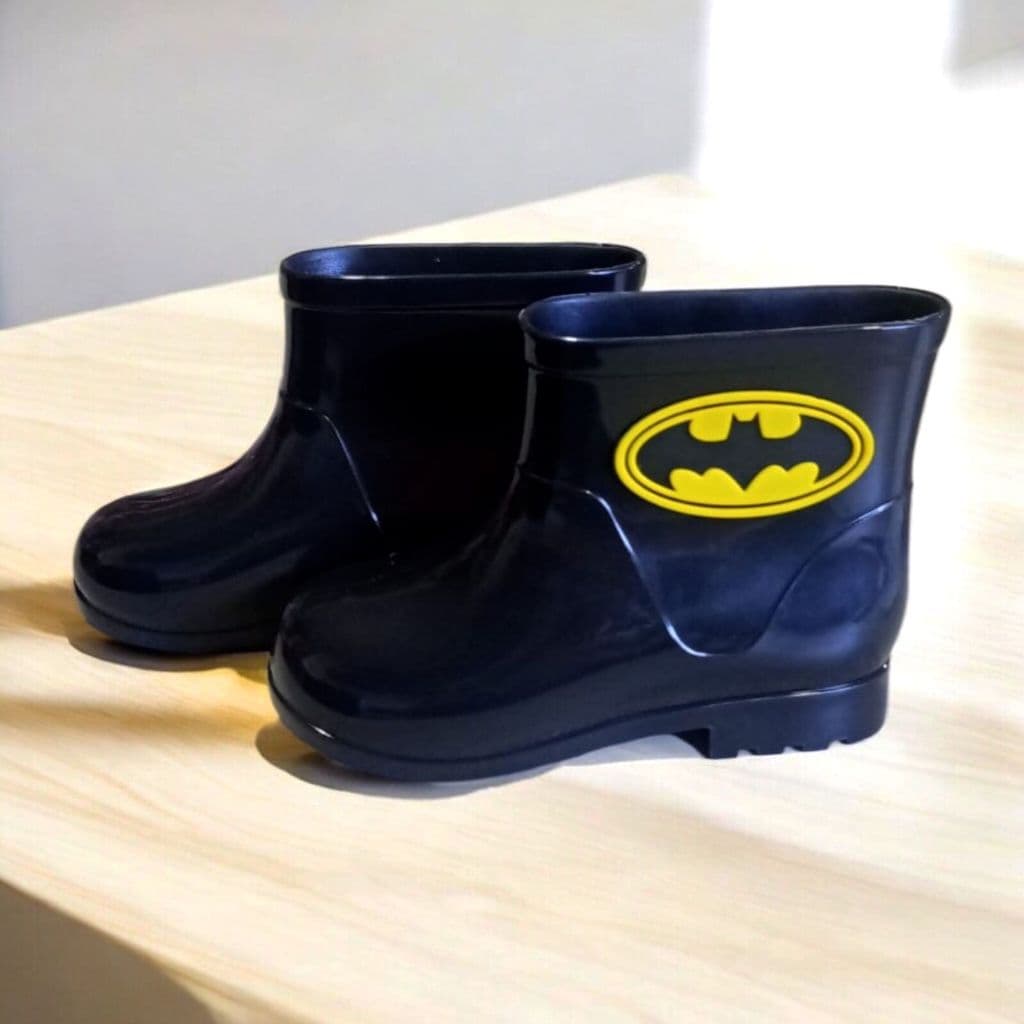 Galocha Bota De Chuva Infantil Batman Menino Juvenil Leve Confortável Impermeável Estilosa Linda
