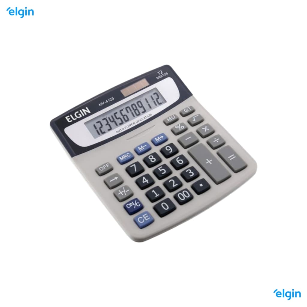 Calculadora Eletrônica De Mesa 12 Dígitos MV4123 Função Markup Cinza - ELGIN