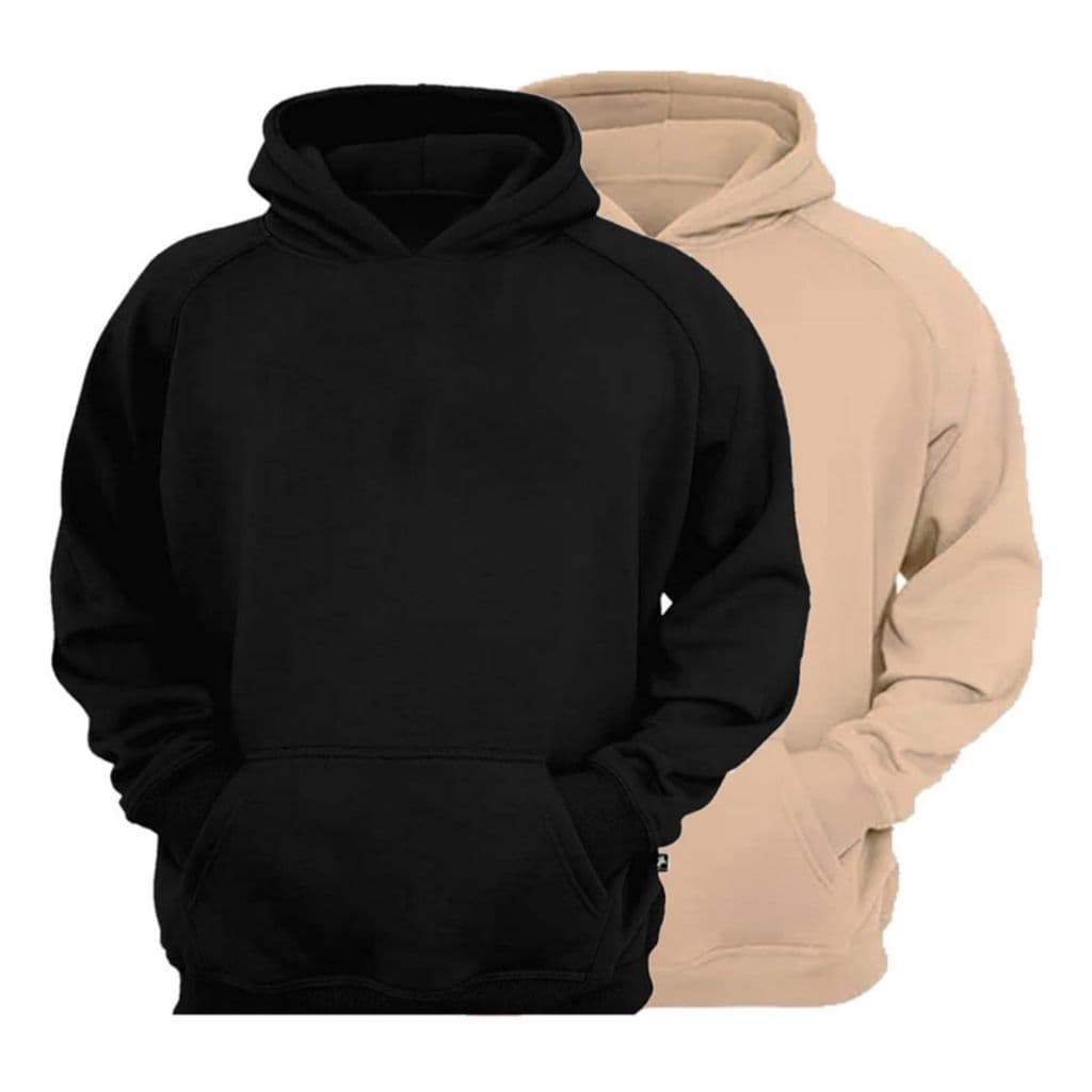 Kit 2 Blusas Moletom Canguru Com Capuz Liso Frio Unissex Feminino e Masculino Com Bolso Inverno