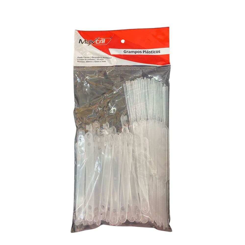 Grampo Trilho Plástico Pct/100 Branco Waleu- Maxcril Kit C/ 2 Pacotes