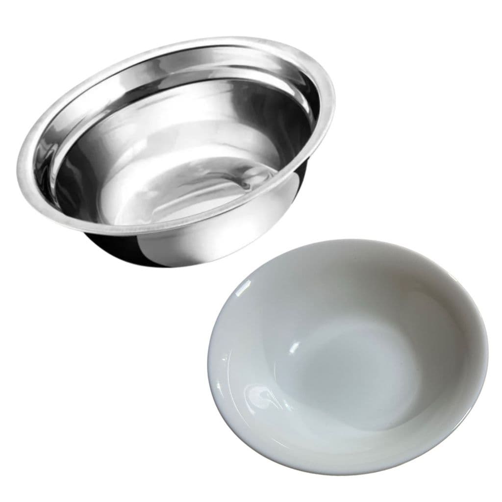 Tigela Inox Bacia Bowl em Aço Inoxidável / Vidro tipo Porcelana