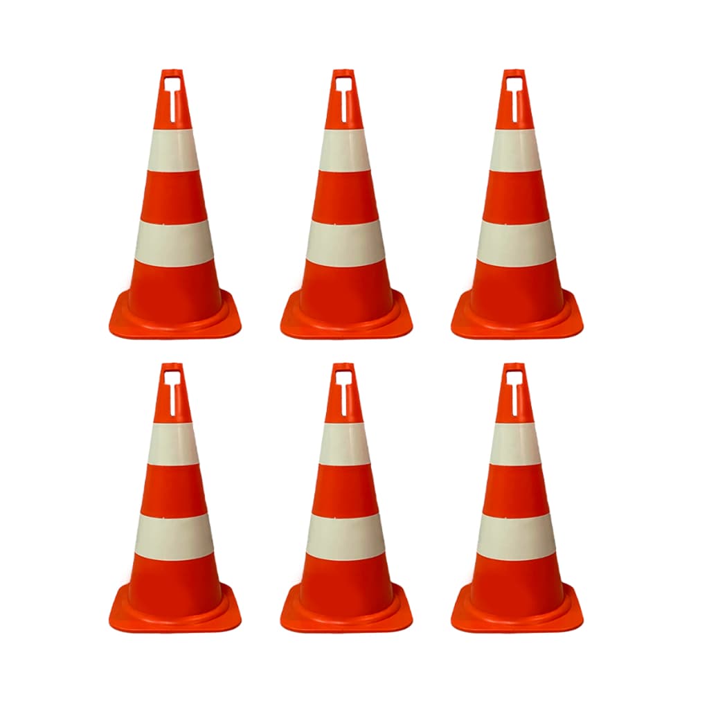 6 Cones Sinalização Segurança Pvc 50cm