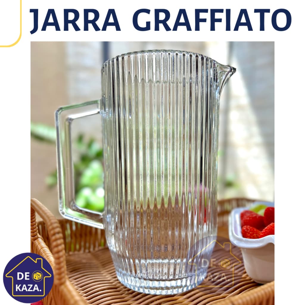Jarra Graffiato De Vidro Transparente e Âmbar 1,2L Para Suco Água Refrescos