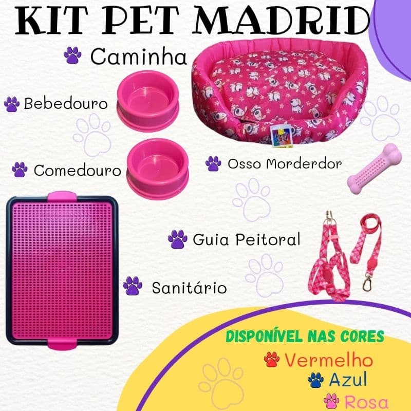 Kit Para Cachorro Caminha Pet Sanitário Comedouro Para Cães Pequeno