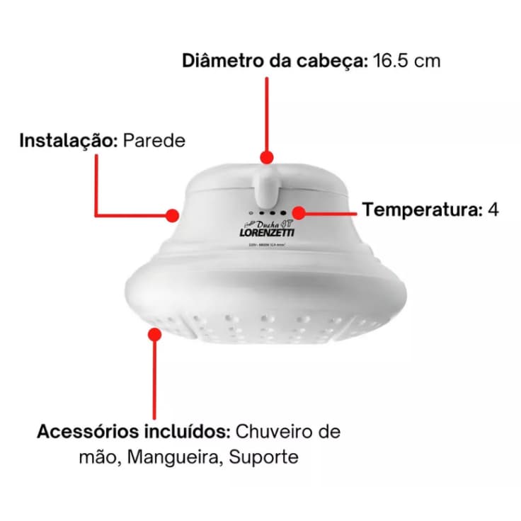 Chuveiro Bella Ducha 4 Temperaturas Lorenzetti