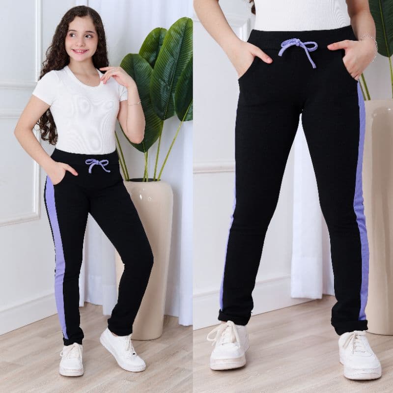 calça feminina juvenil (4 ao 14) tecido malha crepe