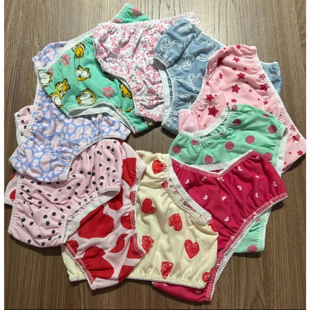 Kit 30 Calcinha Infantil Sortidas Lisa e Estampada Divertidas