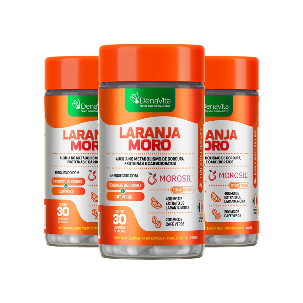 Kit 3x Extrato de Laranja Moro  + Cromo + Café Verde 3x1 - Com o Autêntico Morosil - Denavita