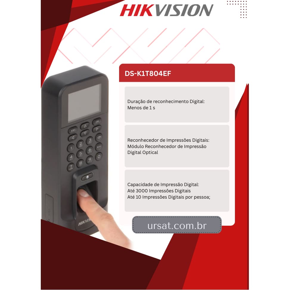Controle de Acesso DS-K1T804EF Biometria Cartao HikVision