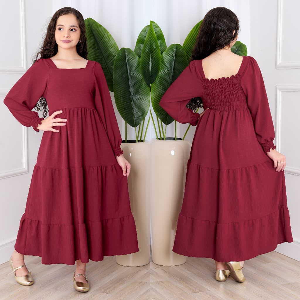 vestido longo juvenil infantil de manga longo