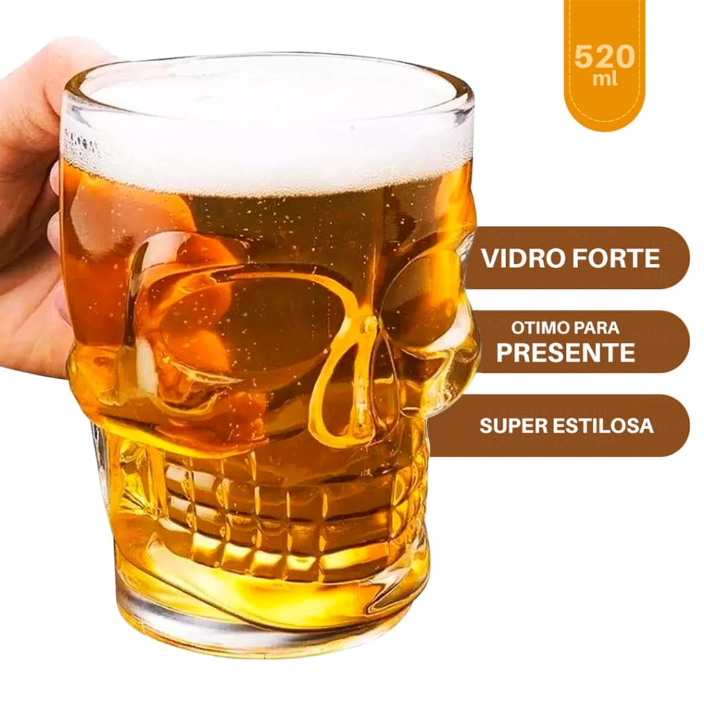 Caneca Caveira 510ml Chopp Cerveja  Promoção - Bhz Store