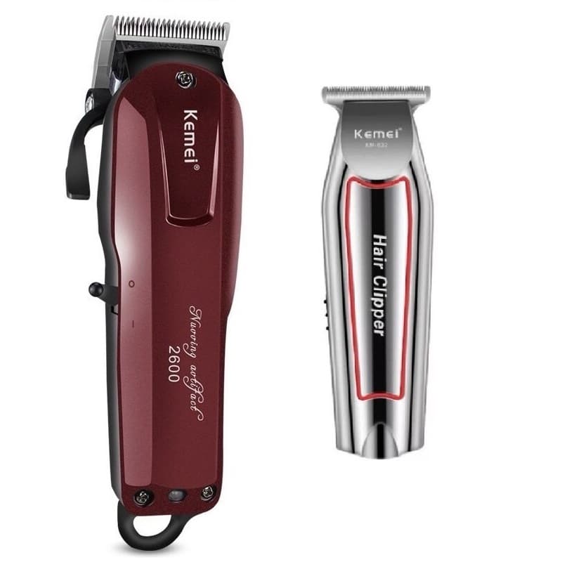 Kit 2 Máquina Profissional De Cortar Cabelo Kemei KM-2600 E Máquina De Acabamento Kemei KM-032
