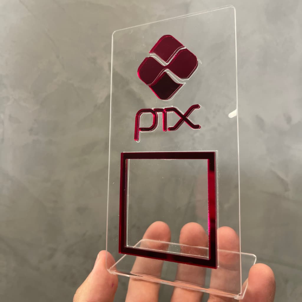 Placa Pix Pequena QR Code Pagamento Wifi Acrílico Para Mesa Balcão Loja Estabelecimento