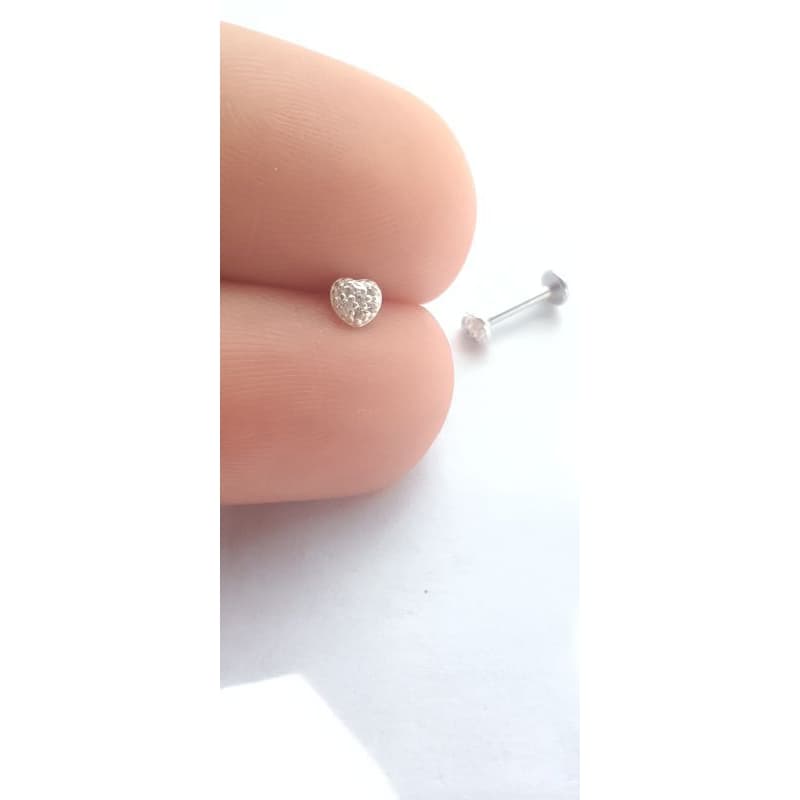 Piercing Mini coração cravejado Prata