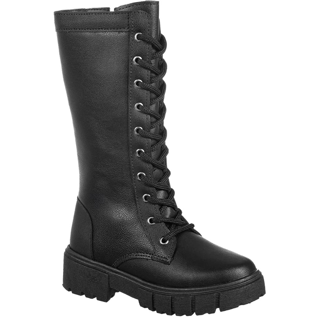 Bota Infantil Montaria GiGiL Teen Coturno Cano Longo Sola Tratorada Menina Confortável Moda Atual Blogueira Cadarço