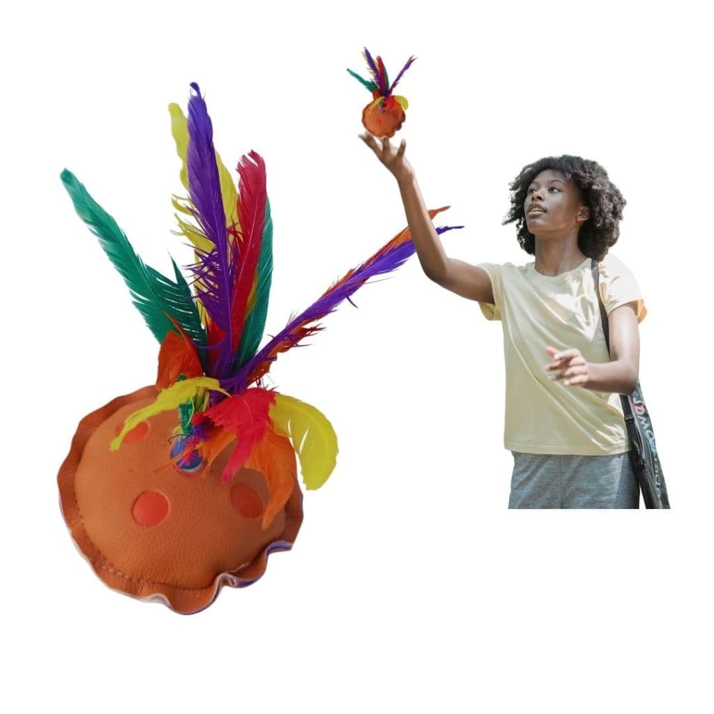 Peteca Premium de Couro Sintético Costurado com Pena | Precisão e Durabilidade para Sua Diversão!