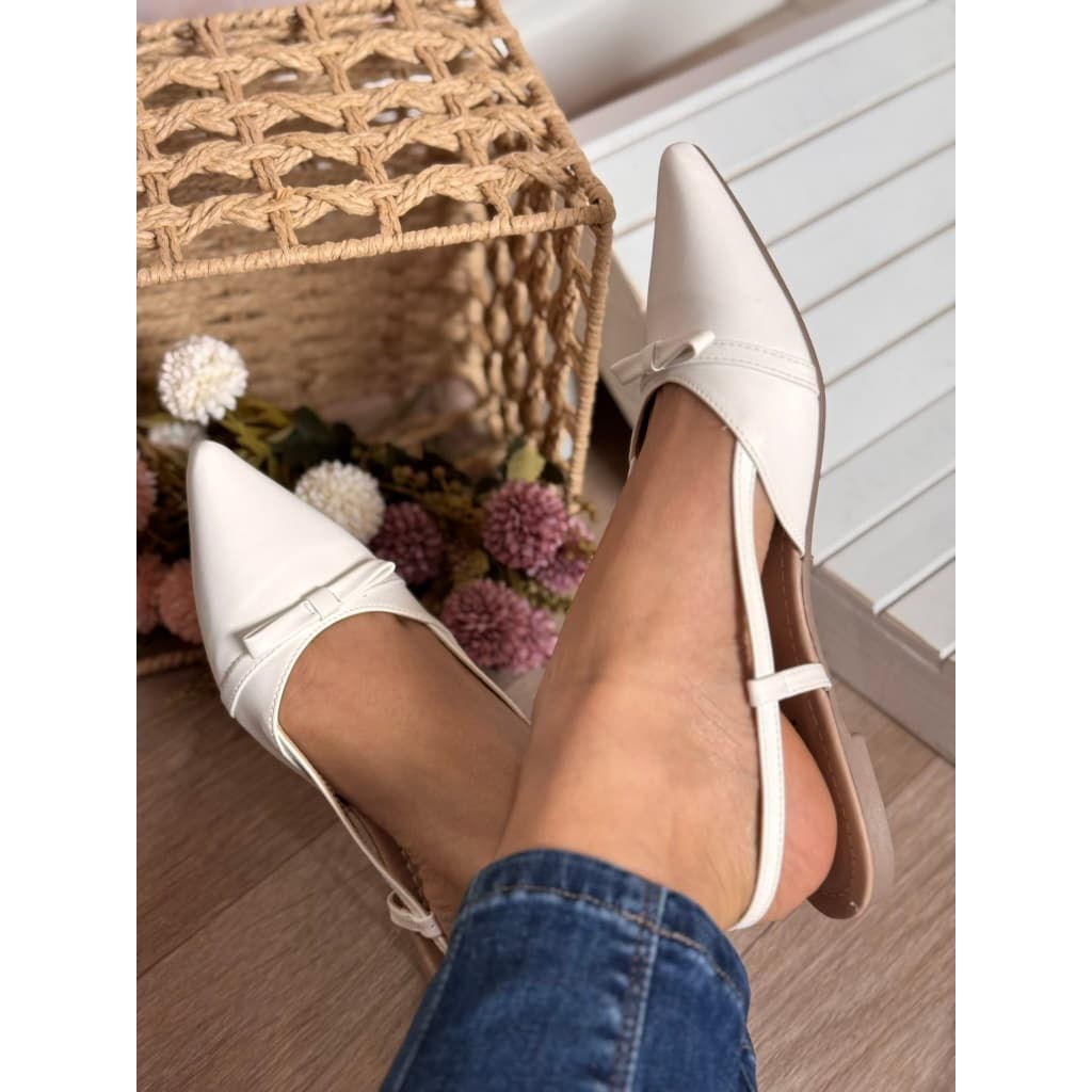 Sapatilha Feminina Milli Slingback Elegante Moderno Laço