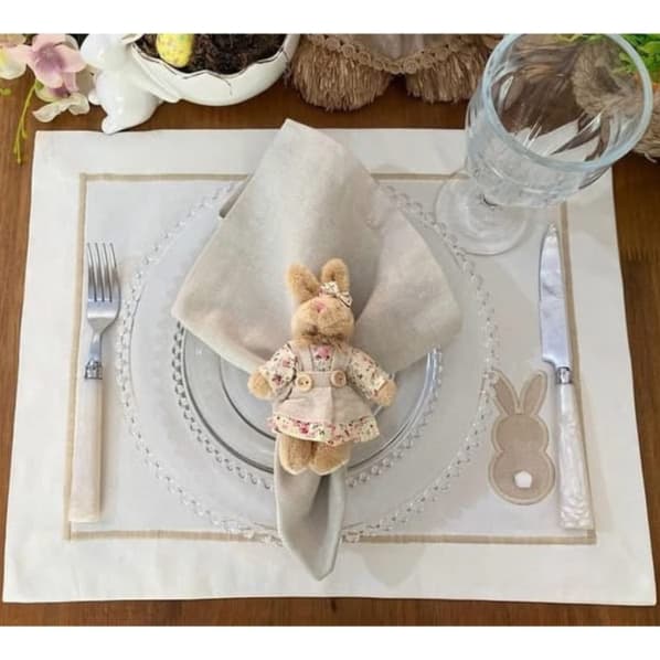 PORTA GUARDANAPO EM PELÚCIA - COELHO - PÁSCOA 2025 - UNITÁRIO