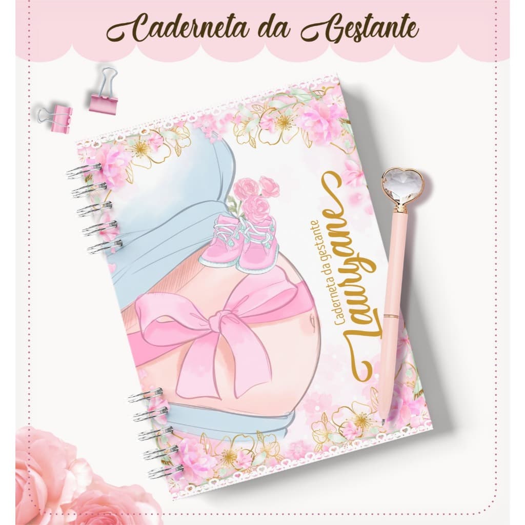 Caderno da Gestante Personalizado ( capa dura)