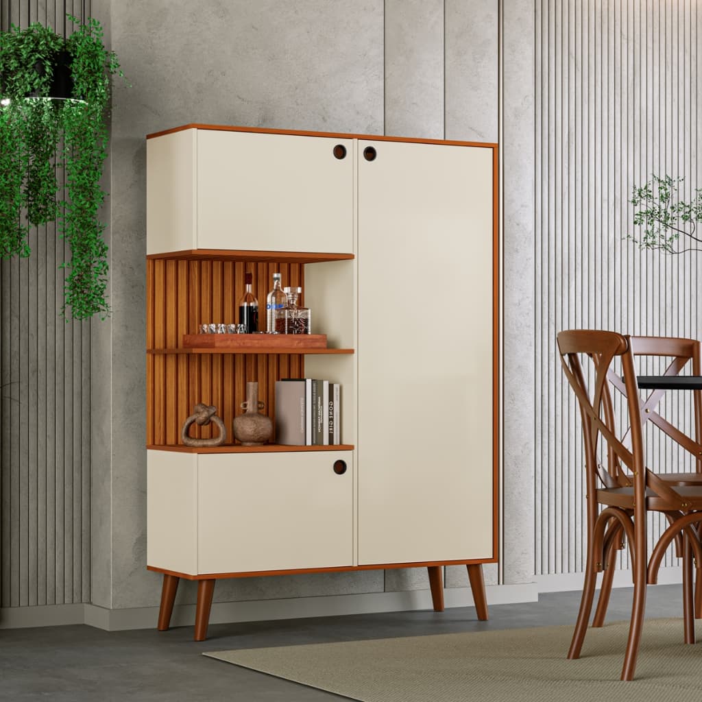 Armário organizador  3 portas e 7 prateleiras sala ,cozinha pés em poliuretano  e pintura ripado 3D