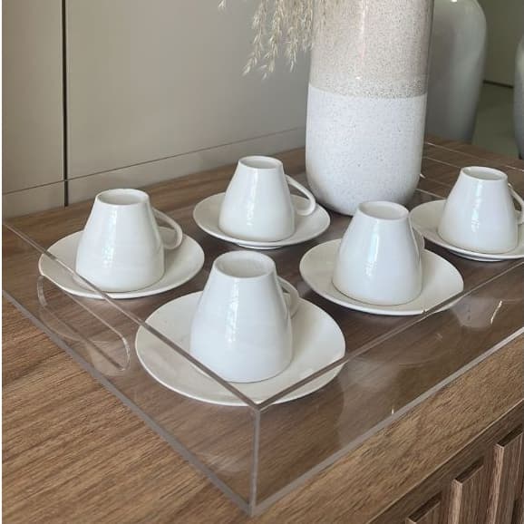 Bandeja Lisa Acrílica Transparente Com 40 X 30 X 5 Cm Acrílico 3mm