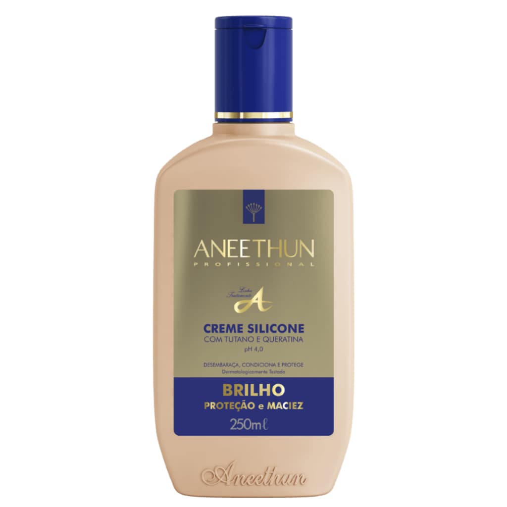 Creme de Silicone Linha A Aneethun 250ml com pH 4 0 para brilho condicionamento e proteção dos fios