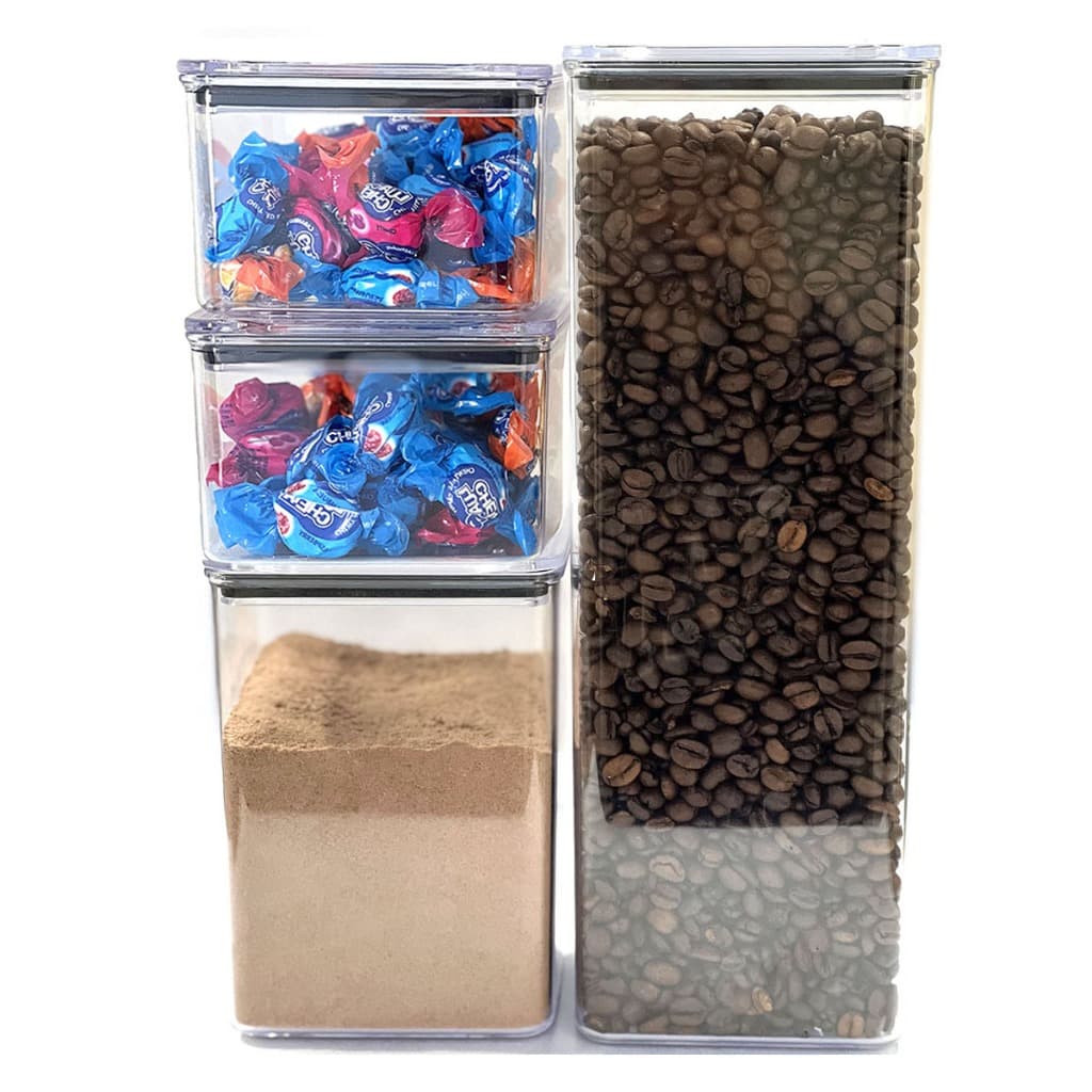 Kit 4 Potes Hermético acrílico 3 Tamanhos Armazenar Alimento Organizar