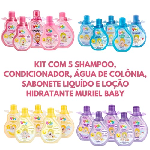 Muriel Kit Baby Menina (o) 5 Produtos  (Shampoo, Condicionador, Água de Colônia, Sabonete Liquido e Hidratante) 100Ml