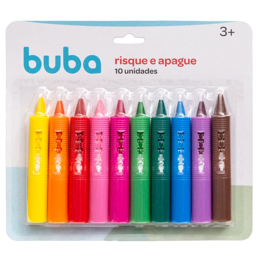 Risque e Apague Lapis Giz De Cera Para Banho Infantil Buba - 6 ou 10un