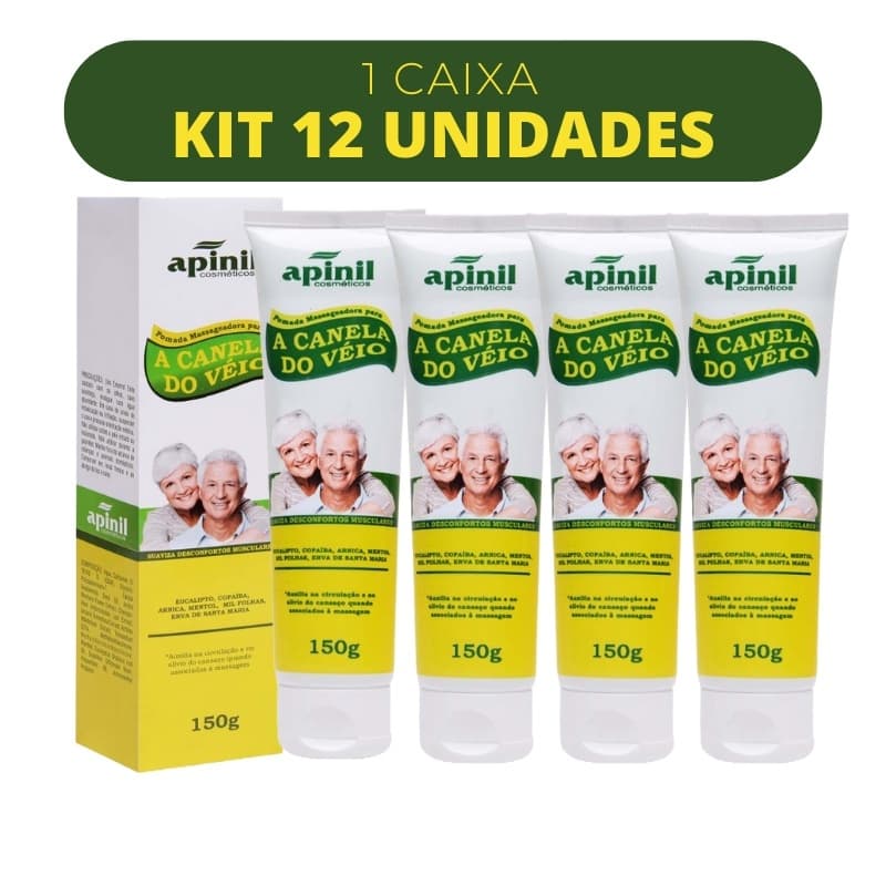 Kit 12 Pomada Massageadora Canela do Veio - 150g - Apinil