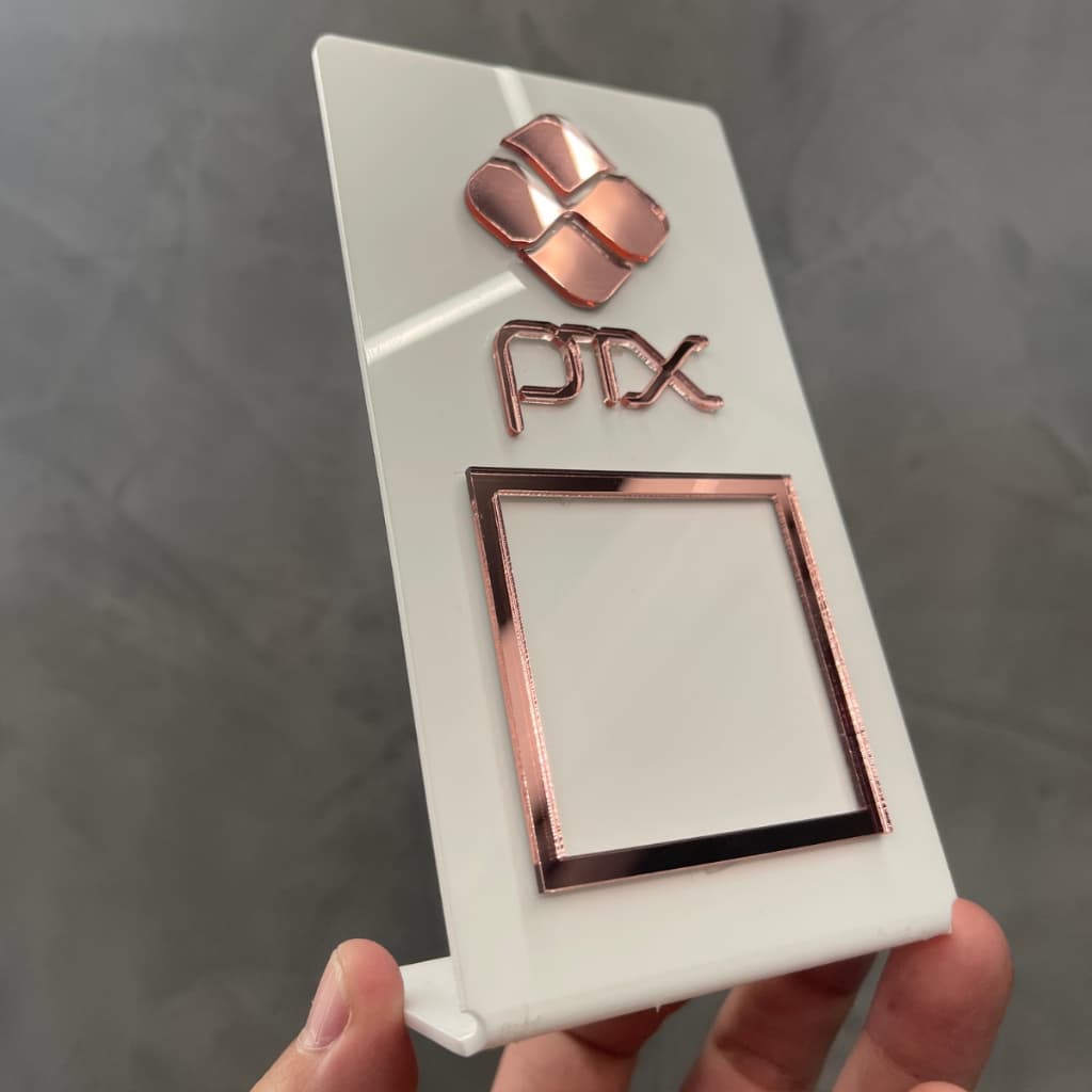 Placa Pix Pequena Mesa Balcão Pagamento Qr Code Acrílico Display QrCode