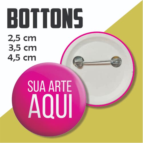 5 Bottons 2,5cm 3,5cm 4,5cm Boton Botão Botons Broche Pin