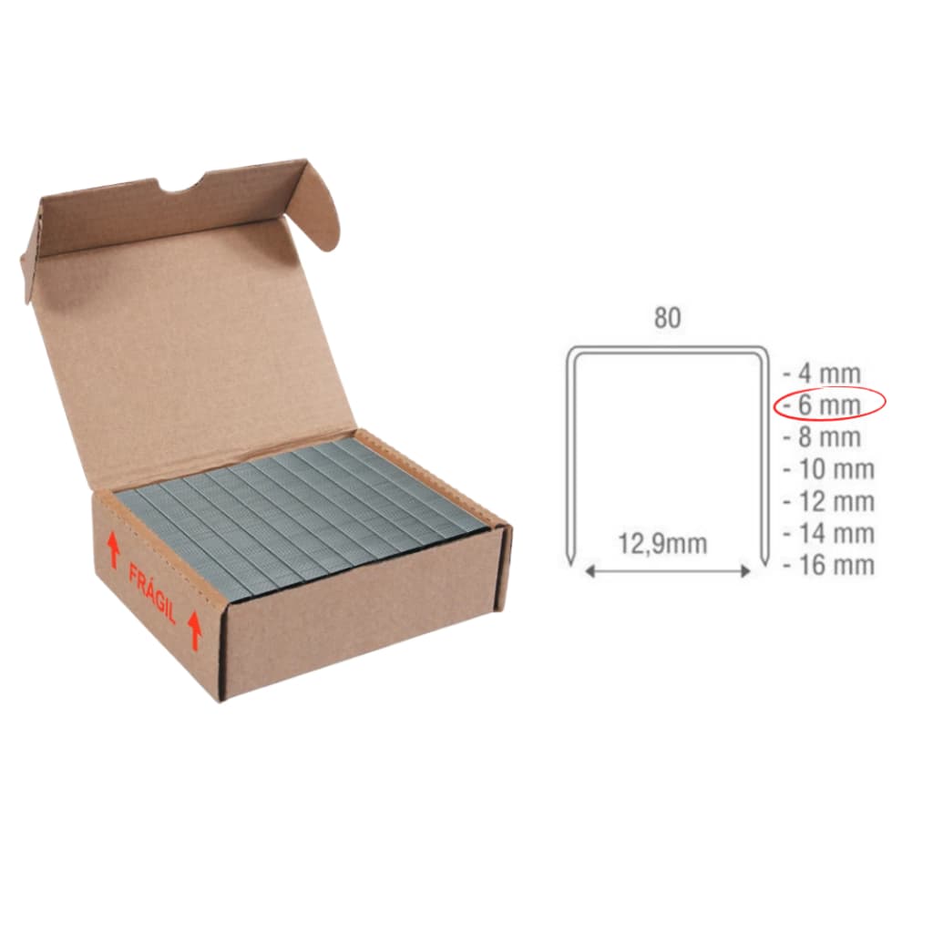 Grampo 80/06 Para Grampeador Pneumático - Caixa com 19.250 Grampos