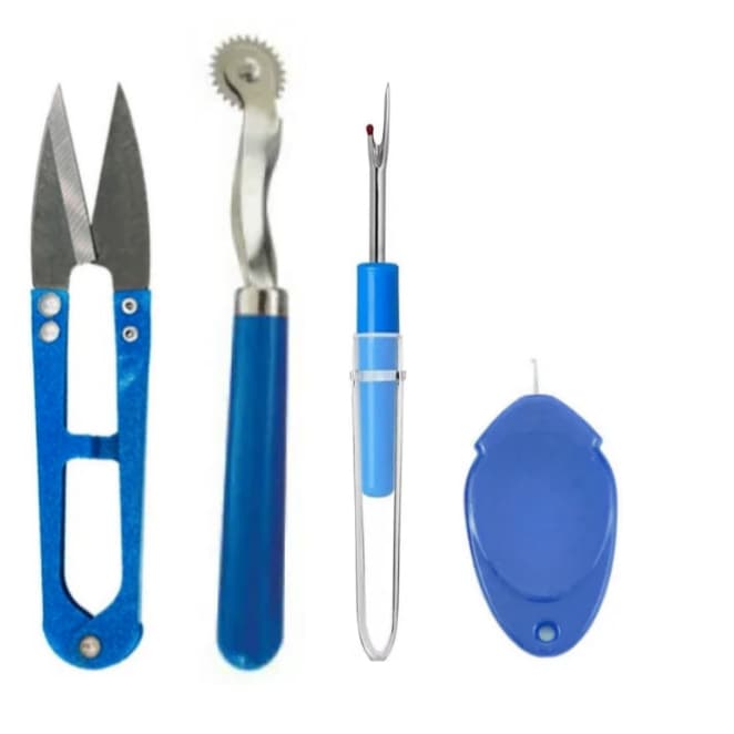 Kit Costura Tesoura de arremate Passa Linha Desmanchador Carretilha