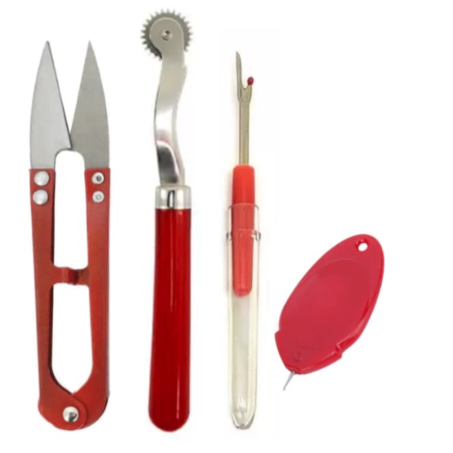 Kit Costura Passa Linha Desmanchador Carretilha Tesoura de arremate