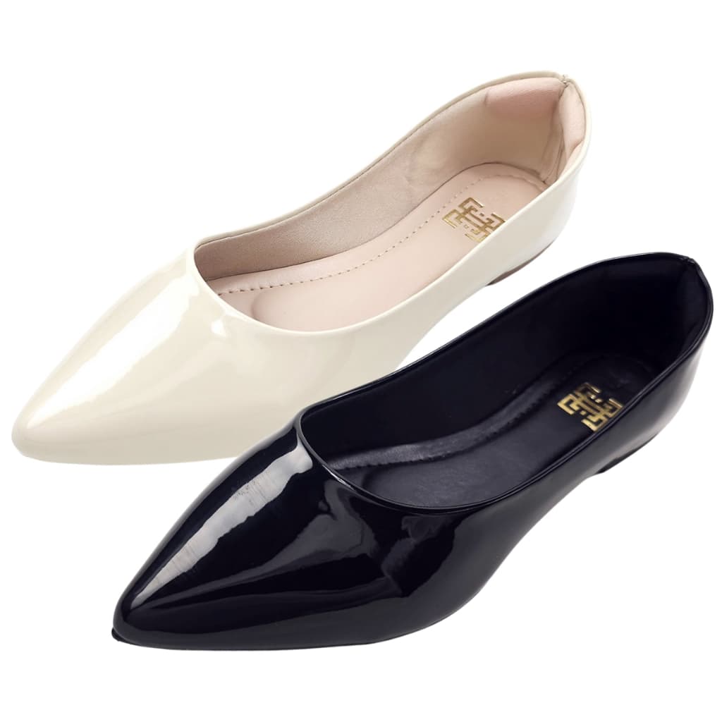 Kit 02 pares Sapatilha Feminina Envernizada Total Conforto Facil Limpeza