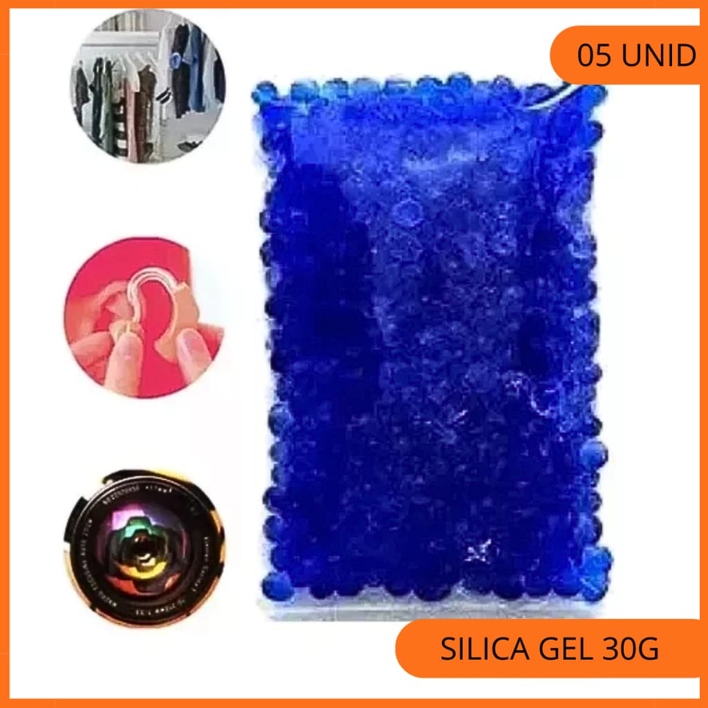 Silica Gel Azul 30g Kit 5 Sachês Desumidificador Aparelho Auditivo Cola Cílios