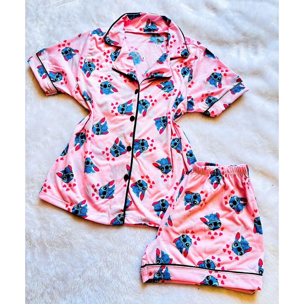 Pijama Americano Blogueira Feminino Adulto Botão Amamentação Gestante Curto
