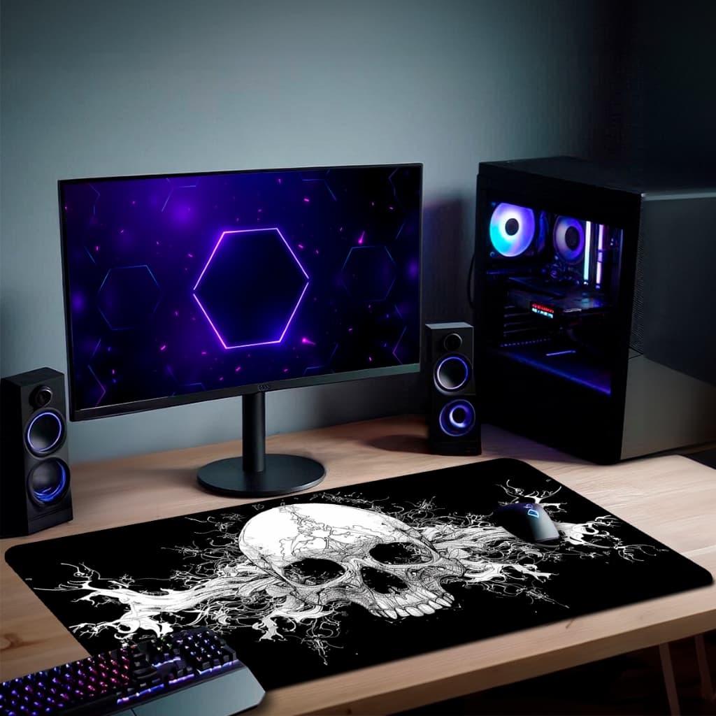 Mouse Pad Gamer Heav Meta  Antiderrapante Grande 70x35 80x35 90x40 90x50 cm Borda Costurada