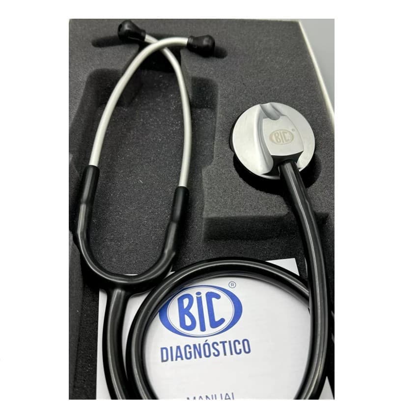 Estetoscópio Bic Standart Preto Profissional Ausculta Super Delicada Linha Prata Original