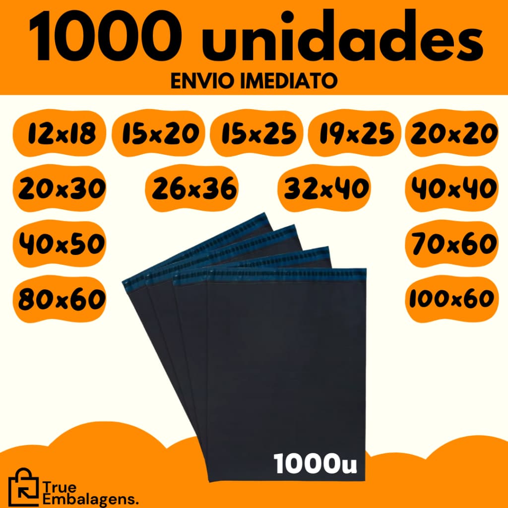 Kit 1000 Envelope Segurança Embalagem Envio Correio 12x18 15x20 15x25 19x25 20x30 26x36 32x40 40x50