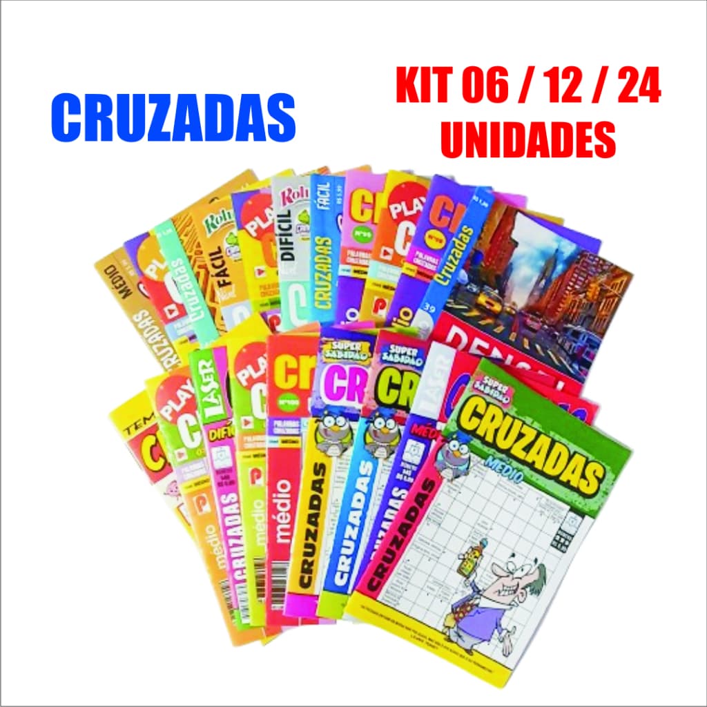 Kit com 06 / 12 / 24 - Revistas Passatempo - Cruzadas - Sortidas