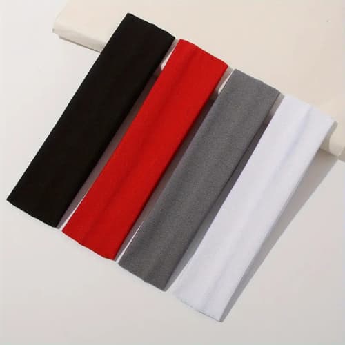 4 faixas de cabelo para academia, yoga e esportes, preta, branco, cinza e vermelho