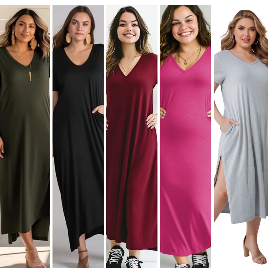 Vestido Gestante Feminino Soltinho Plus Size Longo Com Bolso Fenda Lateral Liso Confortável do P ao G3