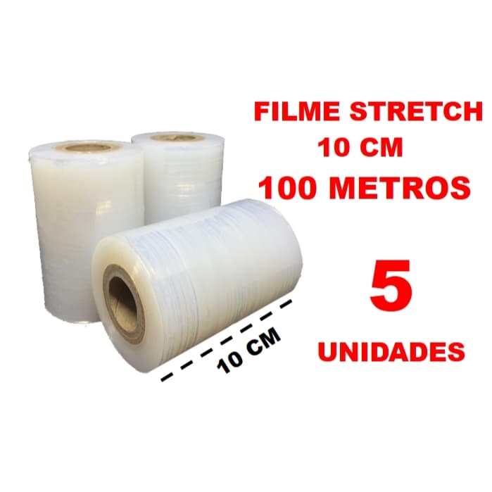 5 Filme Stretch 10cm, Empacotar mala, Enxertia etc.. 100 Metros (cada)