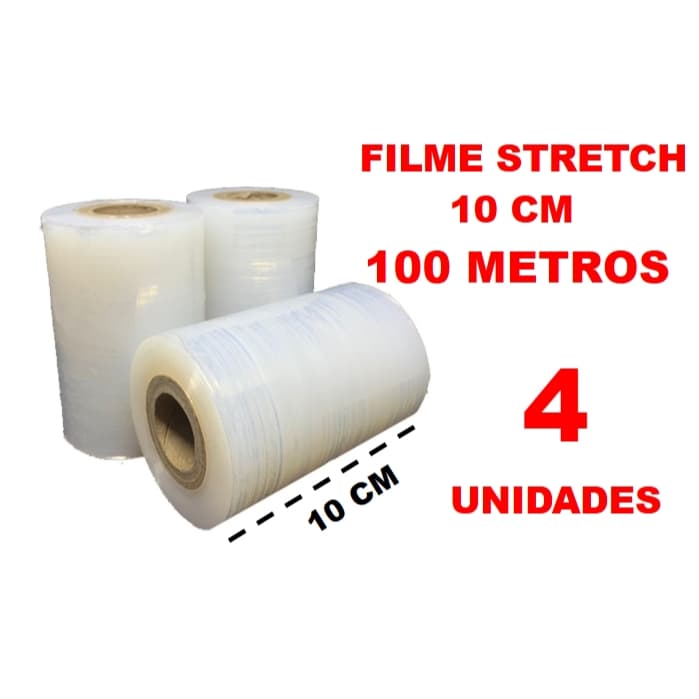 4 Filme Stretch 10cm, Empacotar mala, Enxertia etc.. 100 Metros (cada)