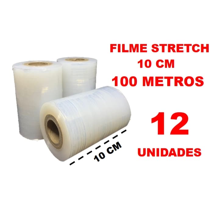 12 Filme Stretch 10cm, Empacotar mala, Enxertia etc.. 100 Metros (cada)