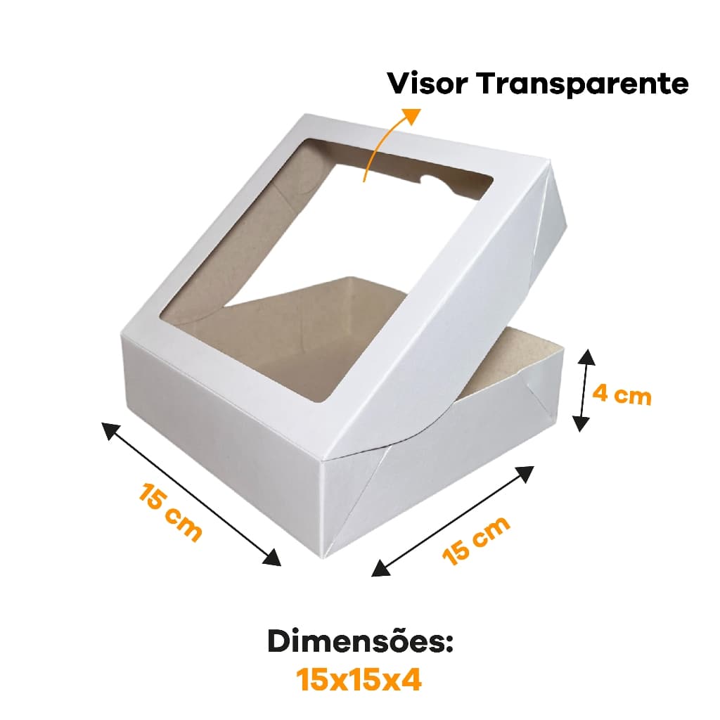10 un - Caixa com Visor 15x15x4 para Presente Lembrancinhas Doce Maleta  - Caixa Kraft ou Branca